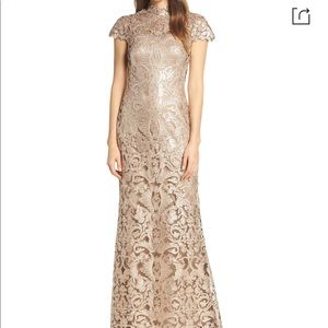 Tadashi Shoji Ginseng Lace Sequin Dress Gown 10